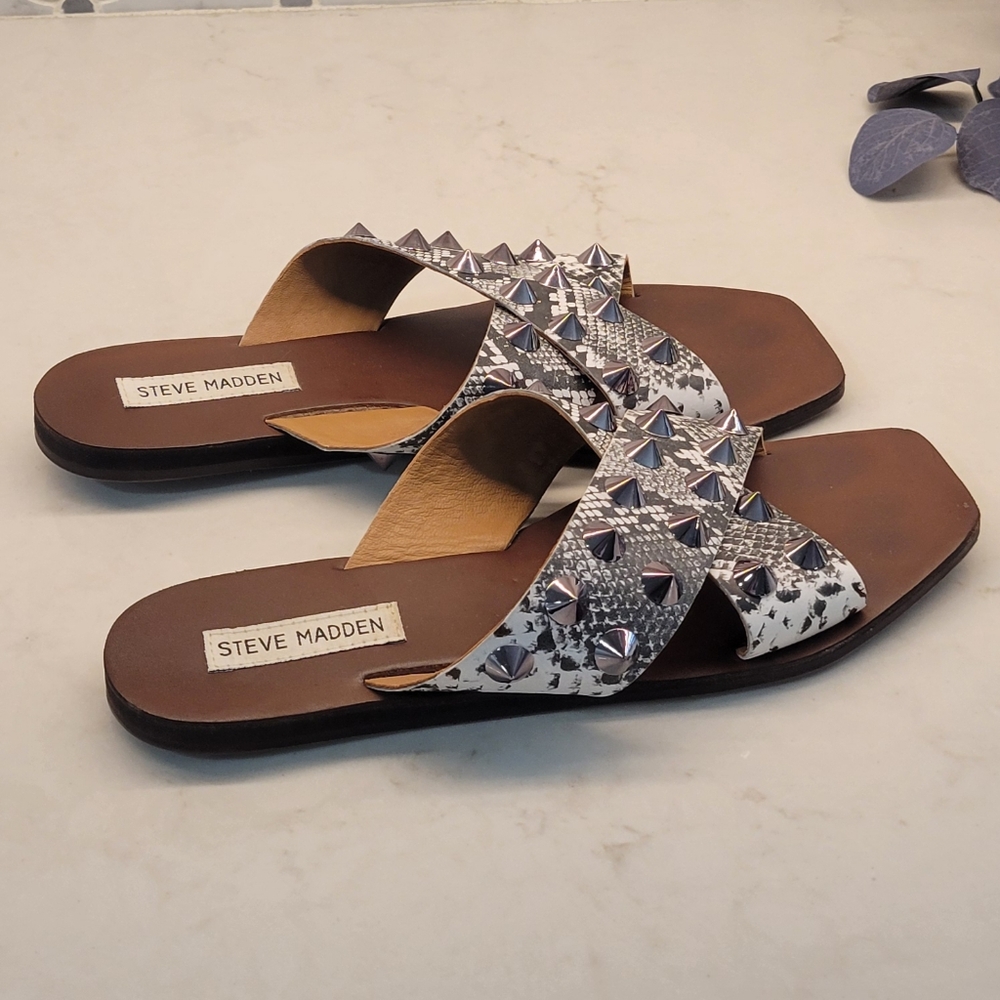 Steve Madden Spiked Snakeprint Sandals